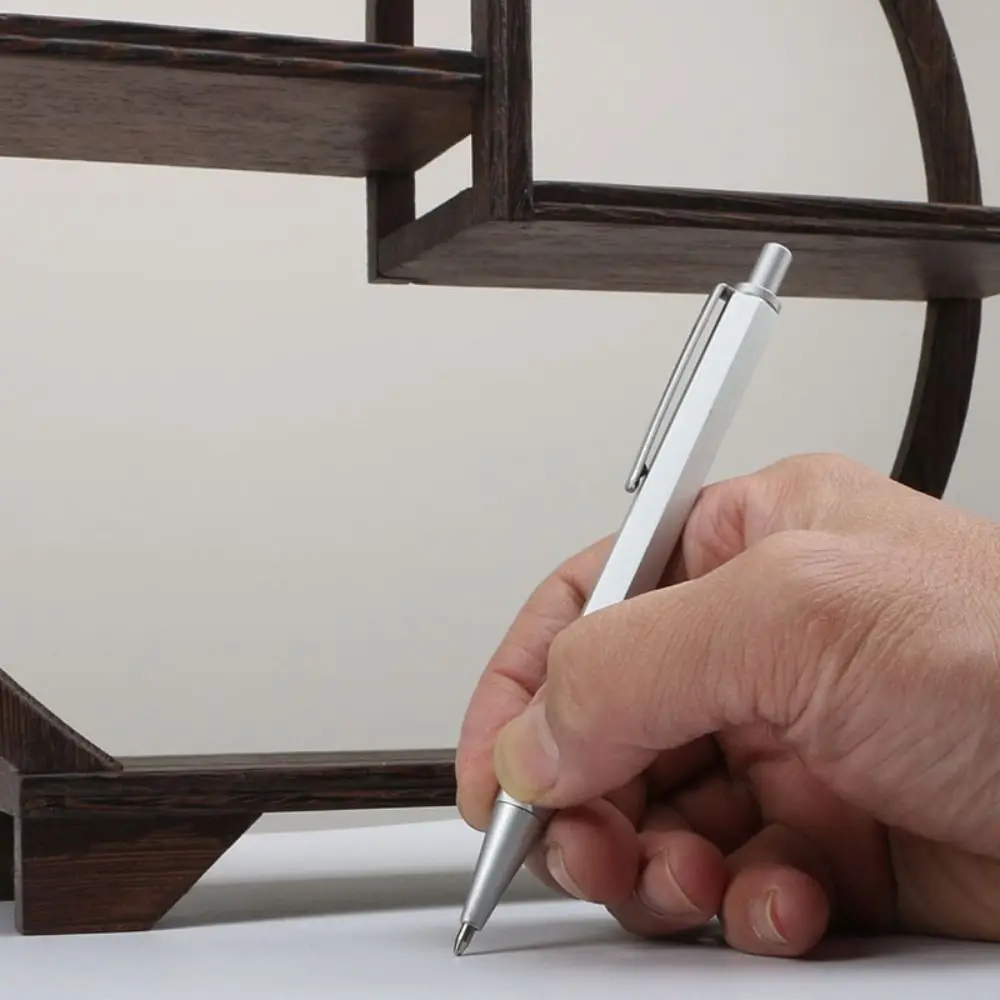 

Light Luxury All Metal Ballpoint Pen Black Ink Hexagonal Design Writing Pen Press Type Gel Pen Business Gift