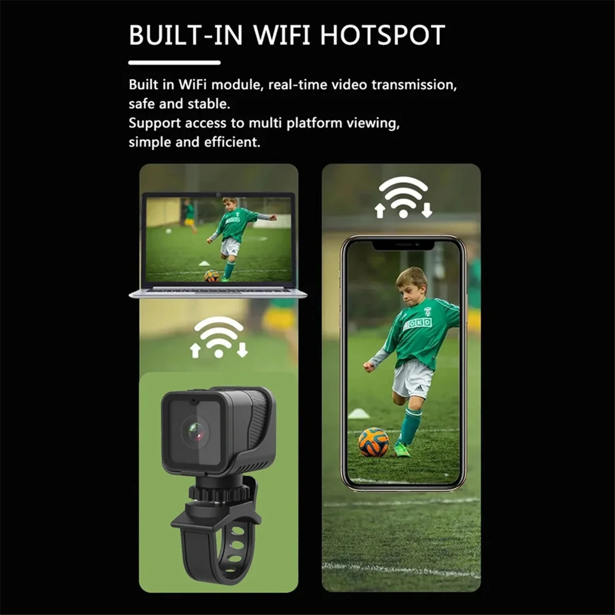 1080P HD WiFi Sports Camera with Hotspot Portable Mini Waterproof Camera Motorcycle Bicycle Driving Recorder Motion DVABGI