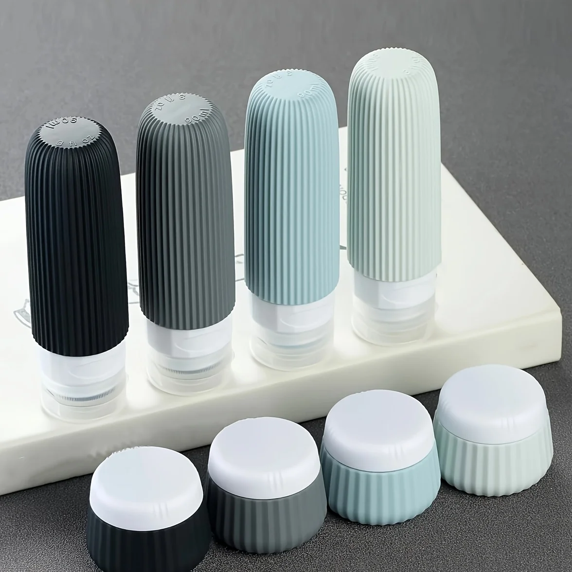 8 個詰め替えトラベルボトルセットポータブルシリコーントイレタリー容器漏れ防止化粧品スクイズボトルクリーム保存瓶
