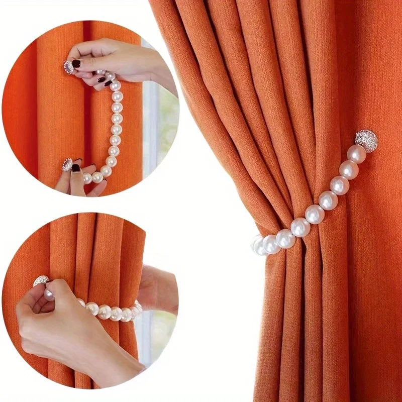 Pearl Curtain Magnetic Buckle Light Luxury Curtain Strap Magnetic Buckle High-end Magnetite Strap No Punching Strap Accessories