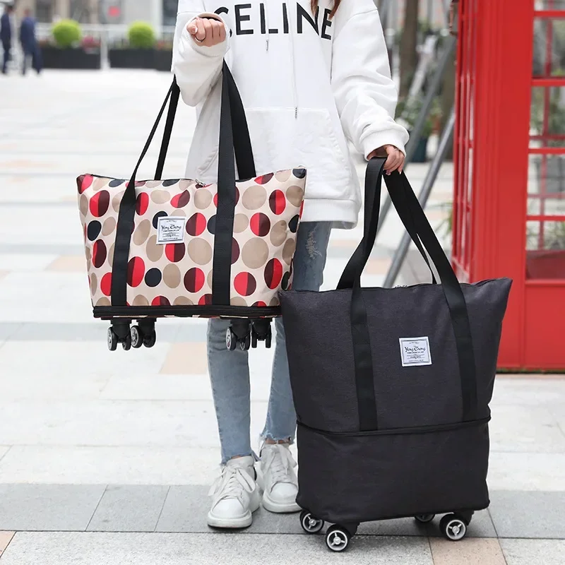 Universal Wheel Travel Bag Large-capacity Luggage Bag Foldable Suitcase Oxford Cloth Shopping Bag On Wheels Waterproof Handbag