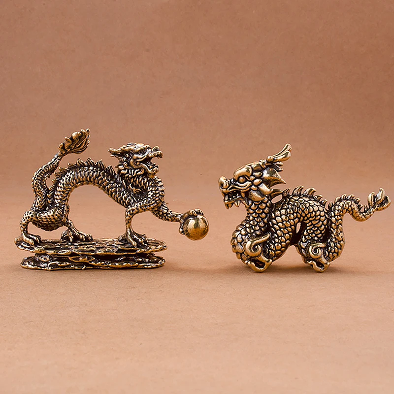 Antique Dragon Statue Ornament Moveable Body Joints Exhibition Hall  Decoration Zodiac Animal Brass Crafts Collection