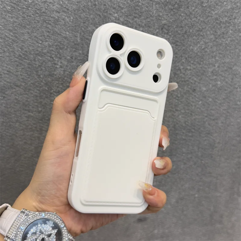 Luxe zachte siliconen portemonneehoes voor iPhone 17 Air 16E 15 14 Plus 13 12 Mini 11 Pro Max XR XS Stootbestendige kaarthouder hoesje
