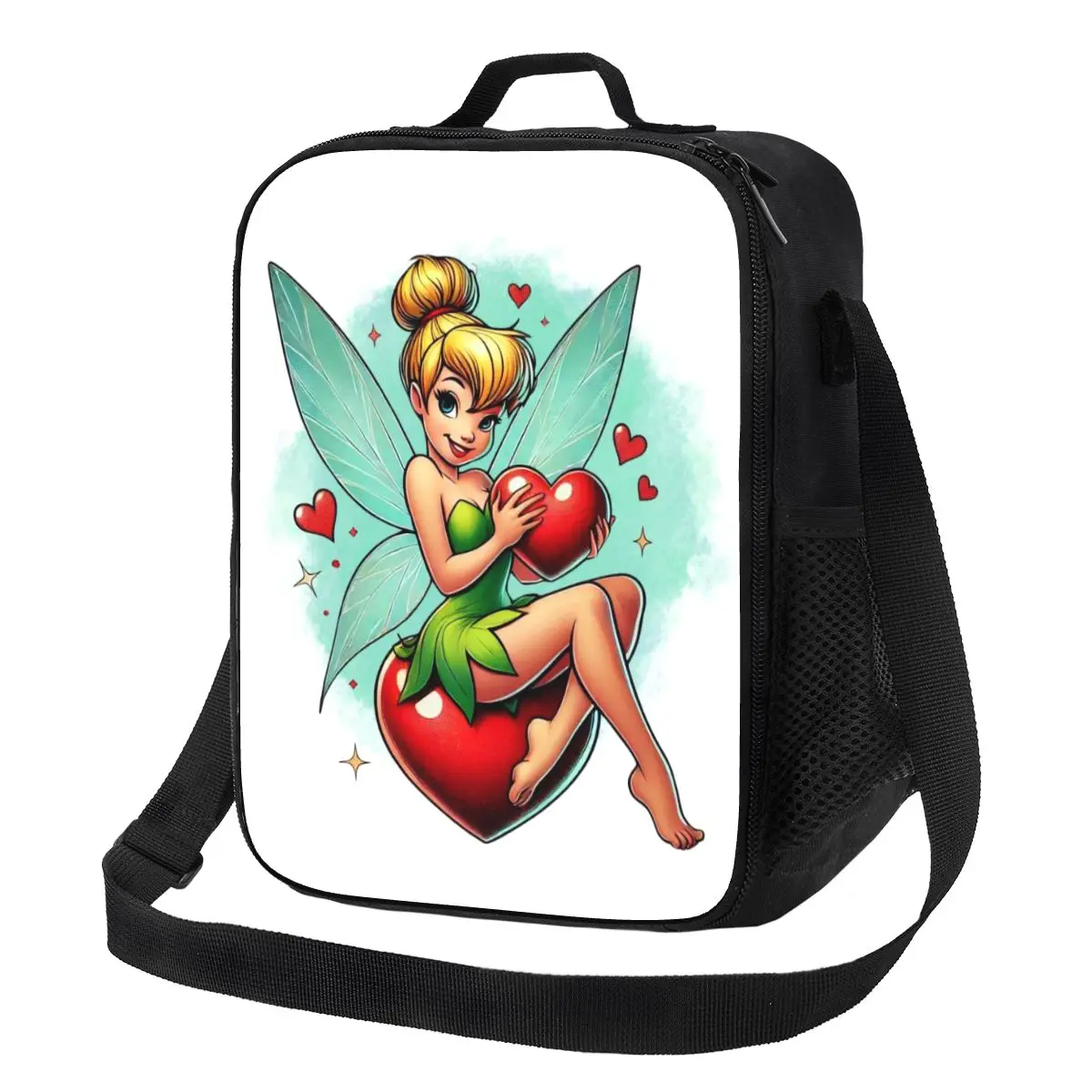 Custom Tinker Bell Love Thermal Insulated Lunch Bag Resuable Lunch Container for Work School Travel Multifunction Bento Food Box