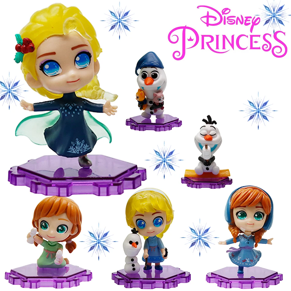 

Набор из 6 фигурок аниме-персонажей: Эльза и Анна (Принцессы), коллекционные модели, игрушки, подарок на Рождество, 7-8 см