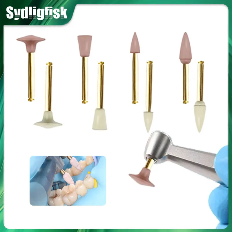 8Pcs Dental Rubber Polisher Composite Resin Polishing Grinding Head 2-Step Polishing For Low-Speed Handpiece Teeth Polisher