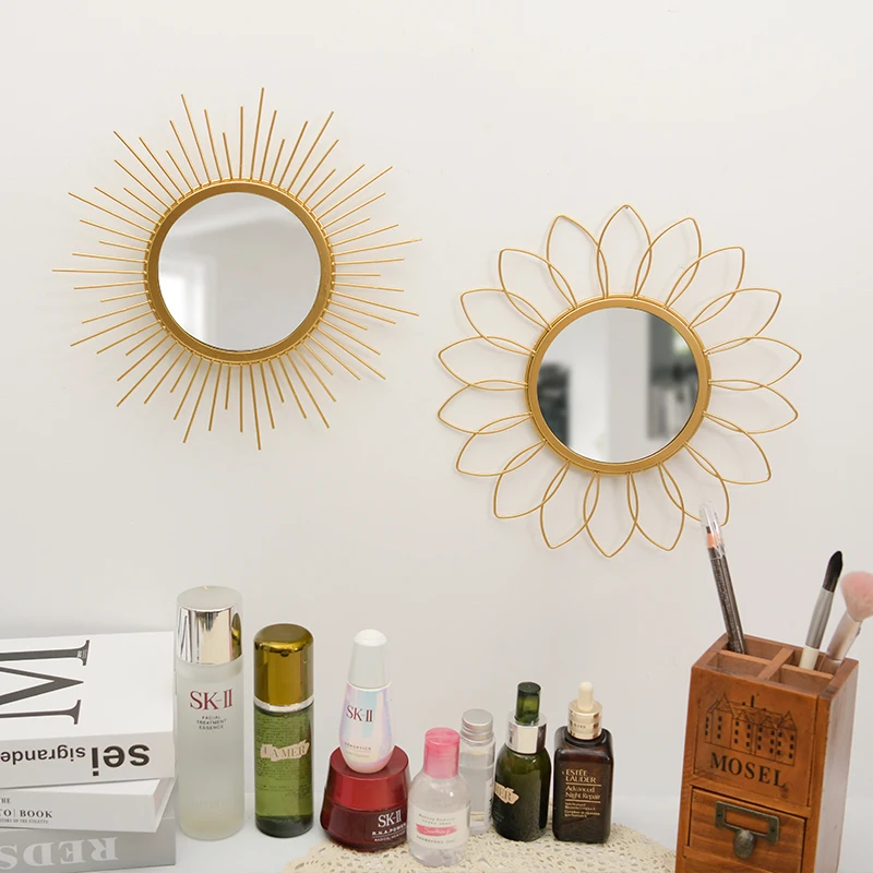 

Round Wall Decorative Mirror Nordic Aesthetic Bathroom Decorative Mirror Makeup Espejo Decorativo Home Decoration Luxury YY50DC