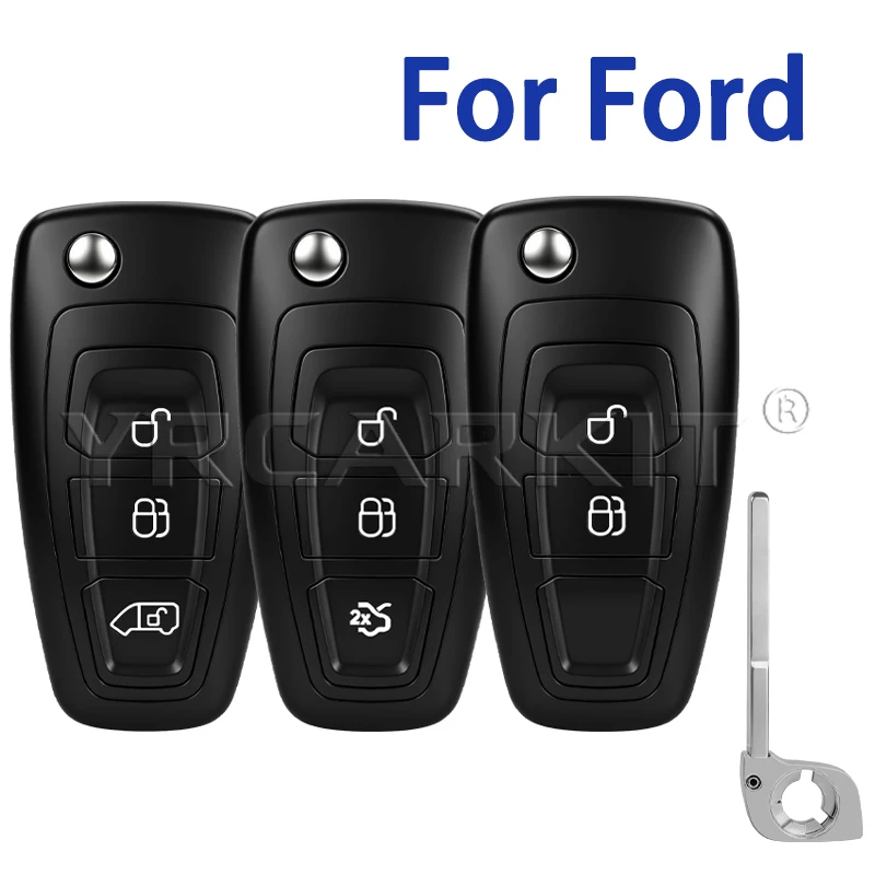 2/3 Buttons Flip Folding Car Key Shell For Ford Focus MK8 Fiesta Tourneo Transit Custom Cargo Remote Key Case With HU101 Blade
