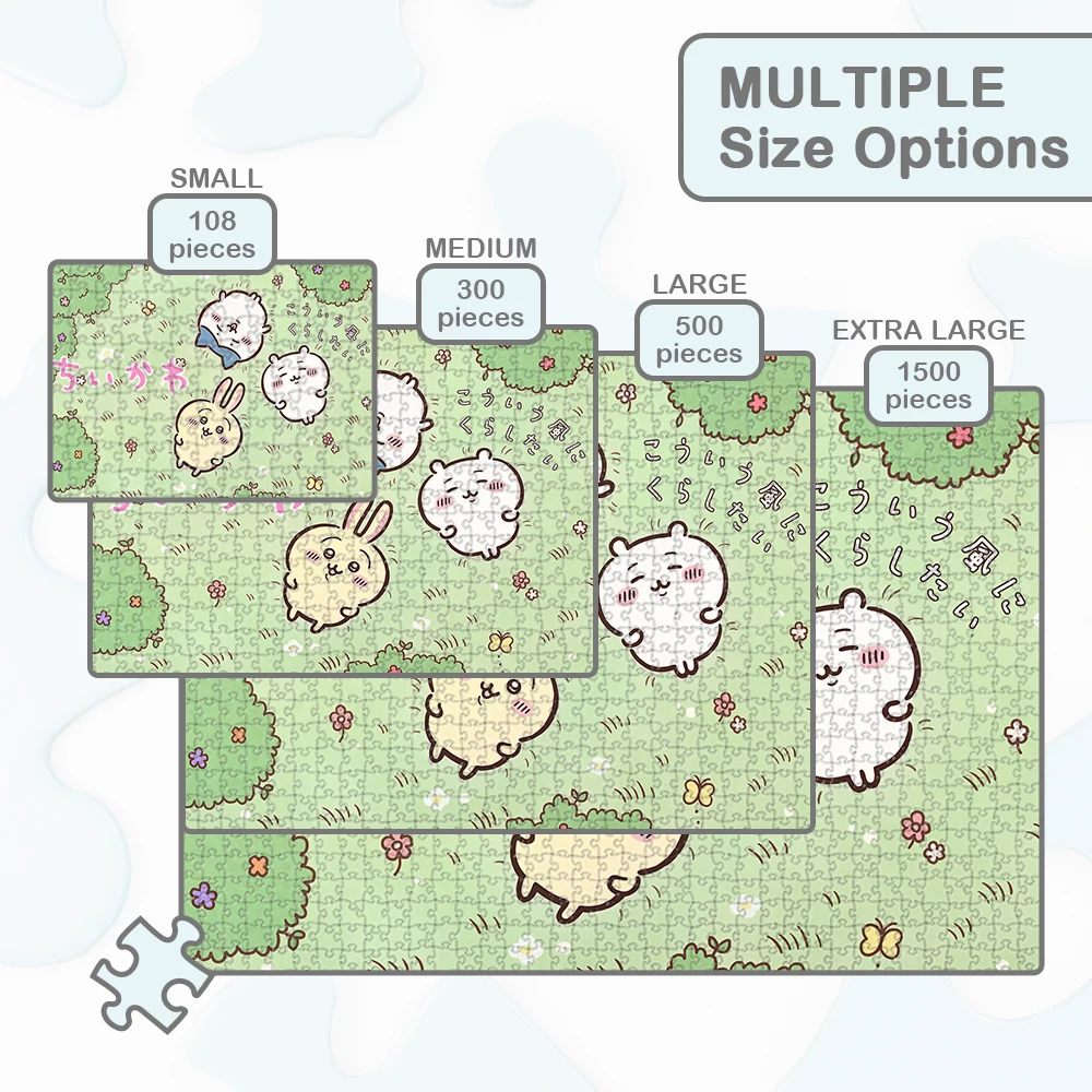 Chiikawa Hachiware Usagi 퍼즐 Sanrio 만화 게임 및 퍼즐 Miniso 녹색 잔디 만화 시리즈 교육 장난감 직소 퍼즐