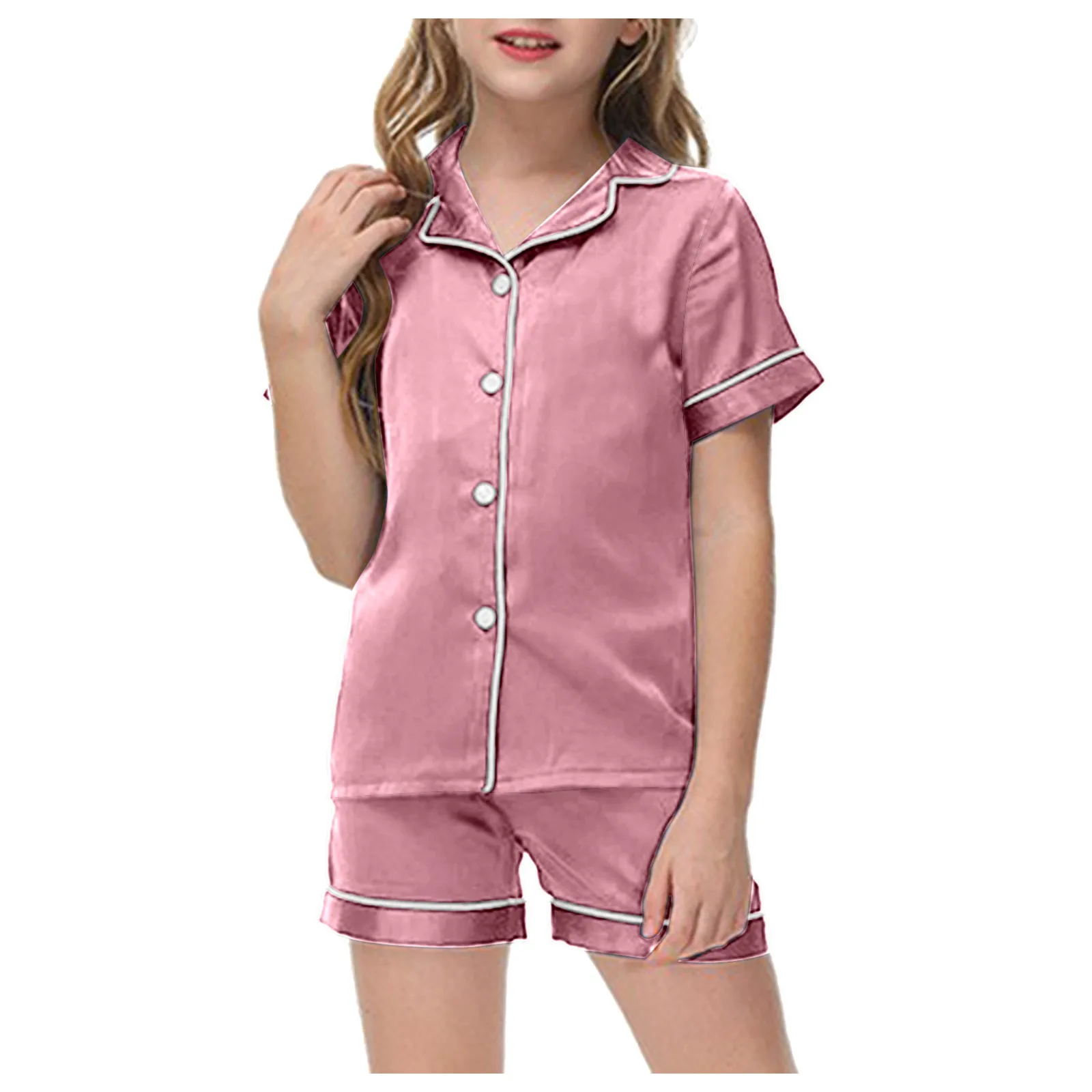 

Boys Checke Pants 2 Piece Sets Pajamas For Kids Children Graphic Solid Short Sleeve Button Shirt Shorts Checke Pants Shirt