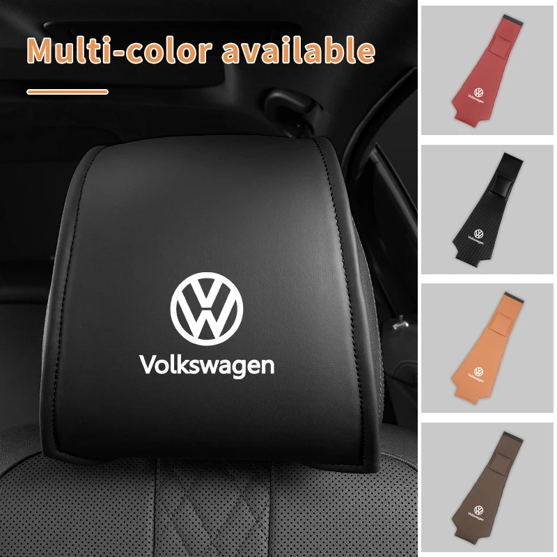 1/2pcs Car Headrest Pillow Cover Leather Protector Mats Phone Holder For Volkswagen VW Golf 4 6 7 GTI Tiguan B5 B6 MK5 MK6 Polo