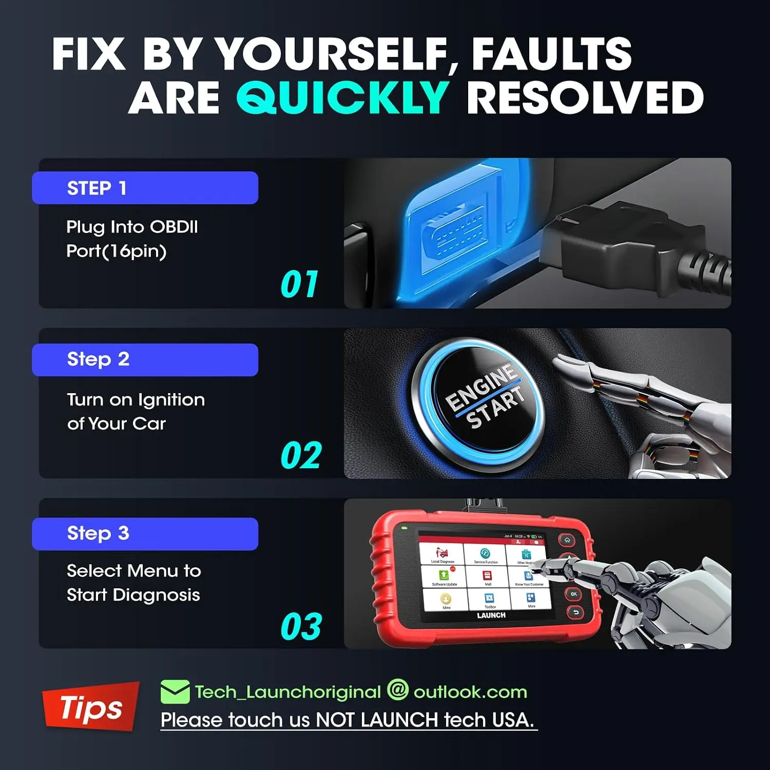 LAUNCH OBD2-Scanner, Kfz-Codeleser, Auto-Diagnosewerkzeug, Autoscanner, Diagnostik-Codeleser 129X OBDII, lebenslange kostenlose Updates