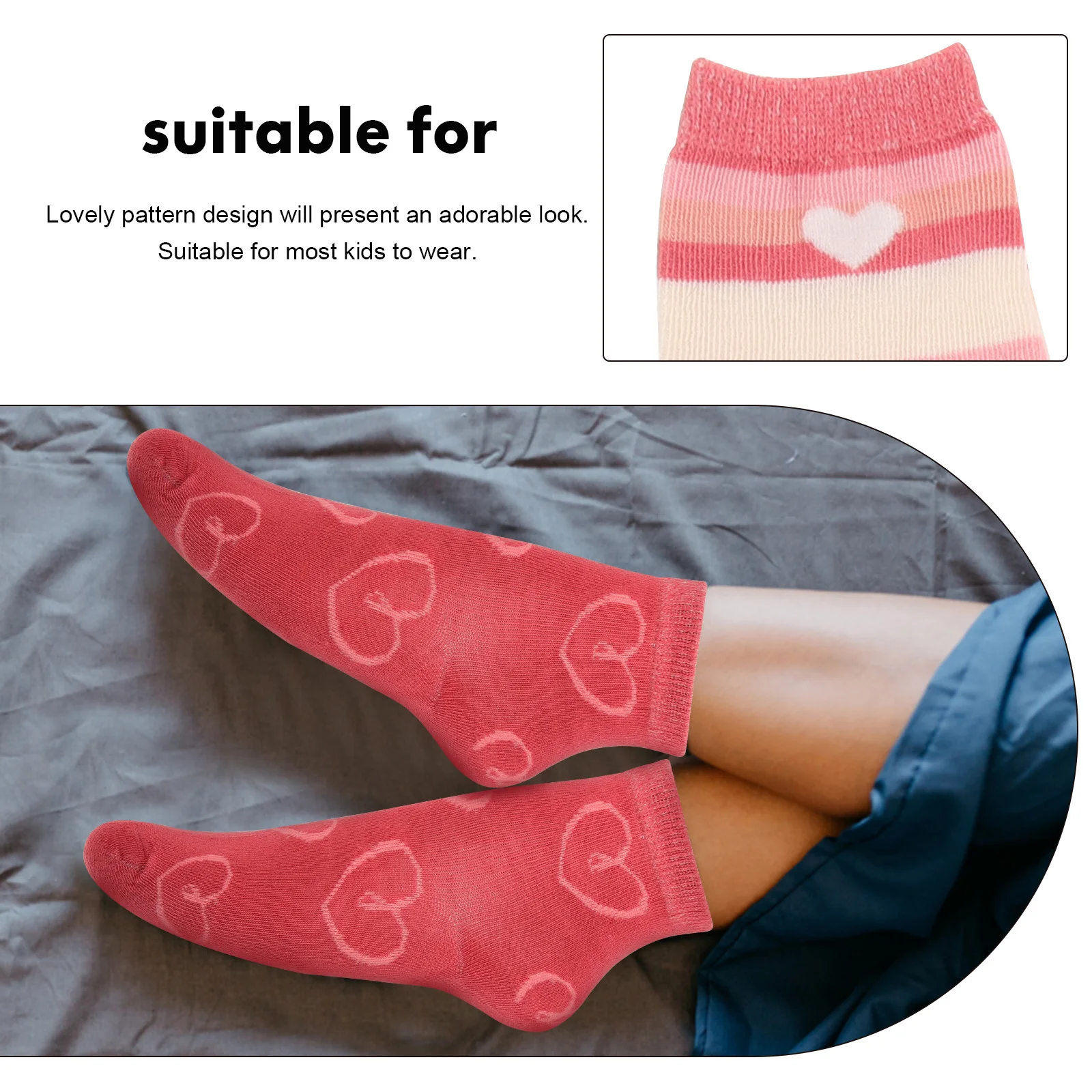 

Cotton Ankle For Kids Cotton Children Socks Cute Heart Pattern Soft Breathable Comfortable Fit Gift For Girls