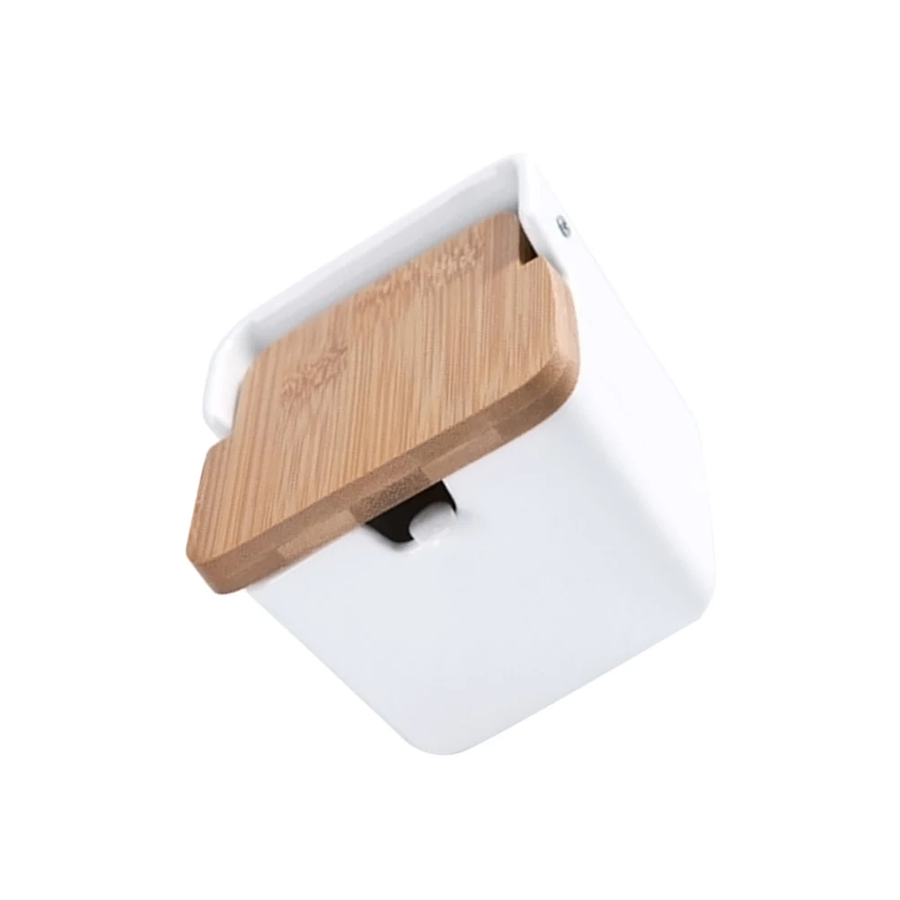 

Ceramic Spice Jars 300Ml Solid Color Kitchen Seasoning Organizer for Sugar Pepper Condiment Storage Bamboo Lid Smooth Elegant