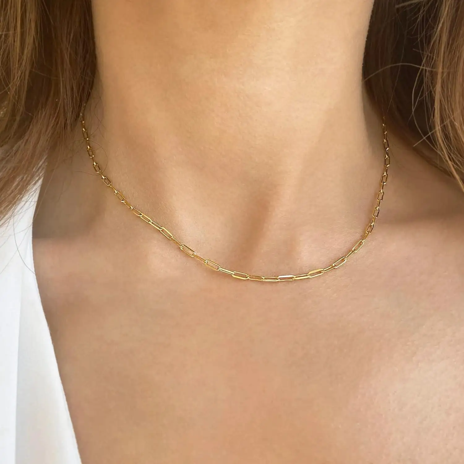 Fansliver-collar de plata de ley S925 para mujer, cadena chapada en oro de 14K, joyería de capas, regalo