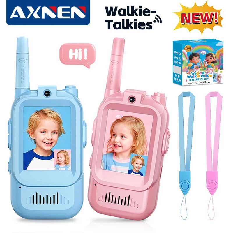 

AXNEN видео детская рация, 2 упаковки, переменный звук, перезаряжаемые детские игрушки для дома и улицы для кемпинга, путешествий, подарки на день рождения