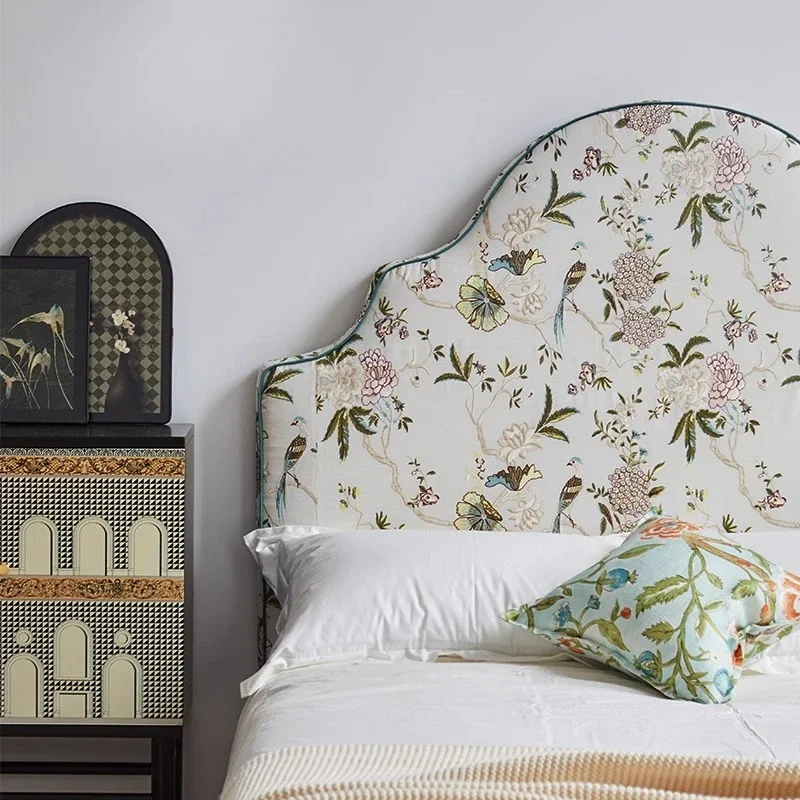 High-grade solid wood French fabric soft bag, bedside board, bed screen, backplane single purchase tatami backrest
