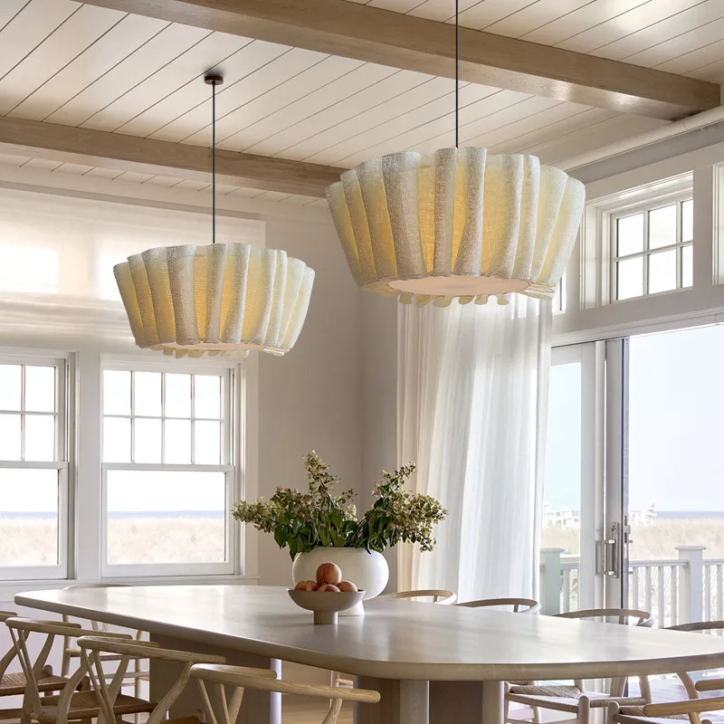French-style Creamy Fabric Pendant Lamp With A Skirt Design Suitable For Dining Room Bedroom And Cozy Homestay Lighting Fixtures