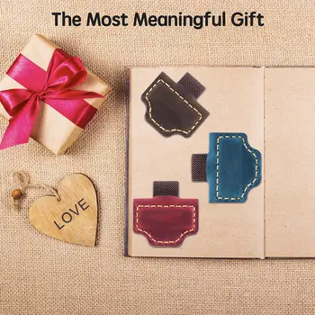 1個皮革書籤筆套磁性扣磁夾筆記本書籤頁分隔器文具用品 10 最佳銷售 皮革書籤 - №1