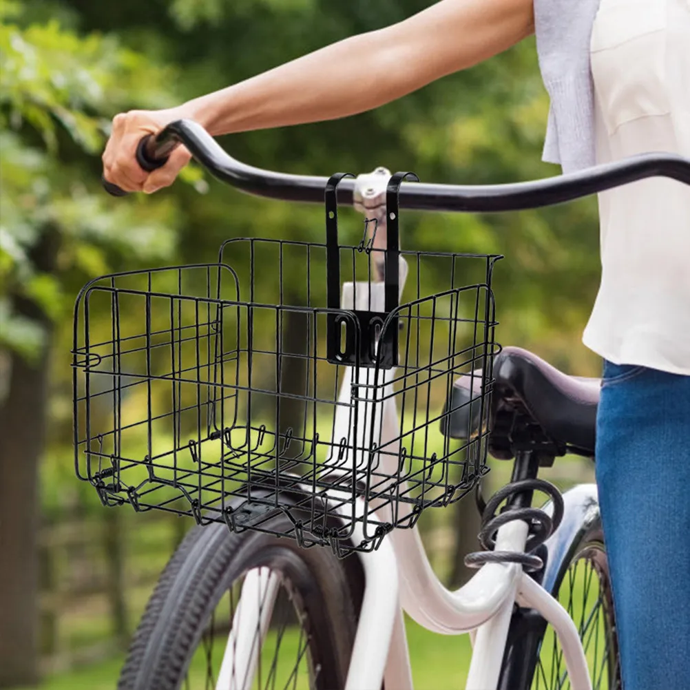 

Metal Bike Basket Front Handlebar Detachable Multi-Function Cycling Storage Basket Wear-Resistant Bicycle Front Carrier