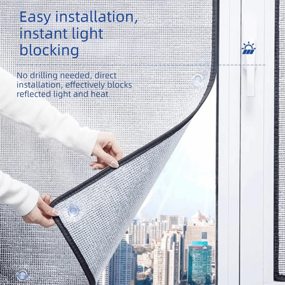 Aluminum Foil Window Insulation Film Anti-UV Removable Window Sun Shade Film Double Side with Suction Cup Sunshade Protector Pad
