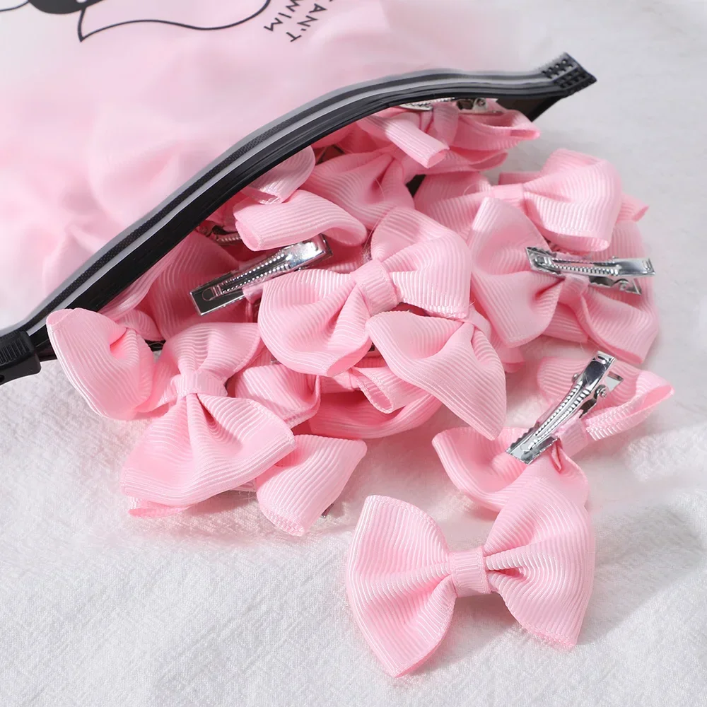 10pcs Pink Girl\'s Barrettes Lovely Bow Ribbon Hair Bow Clips Handmade Hairgripes Headwear Hairpins Baby Kids Hair Accessories