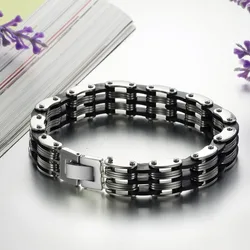 Men's Fashion Punk Stainless Steel Bicycle Chain Charms Twisted Metal Bracelet Homme Biker Bracelets For Man Motorcycle Chain