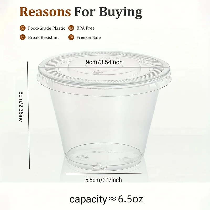 180 مللي 50/100 قطعة أكواب بلاستيكية شفافة للاستعمال مرة واحدة مع أغطية كوب بلاستك للنزهات الخارجية لحفلات الزفاف والمناسبات والحفلات #2