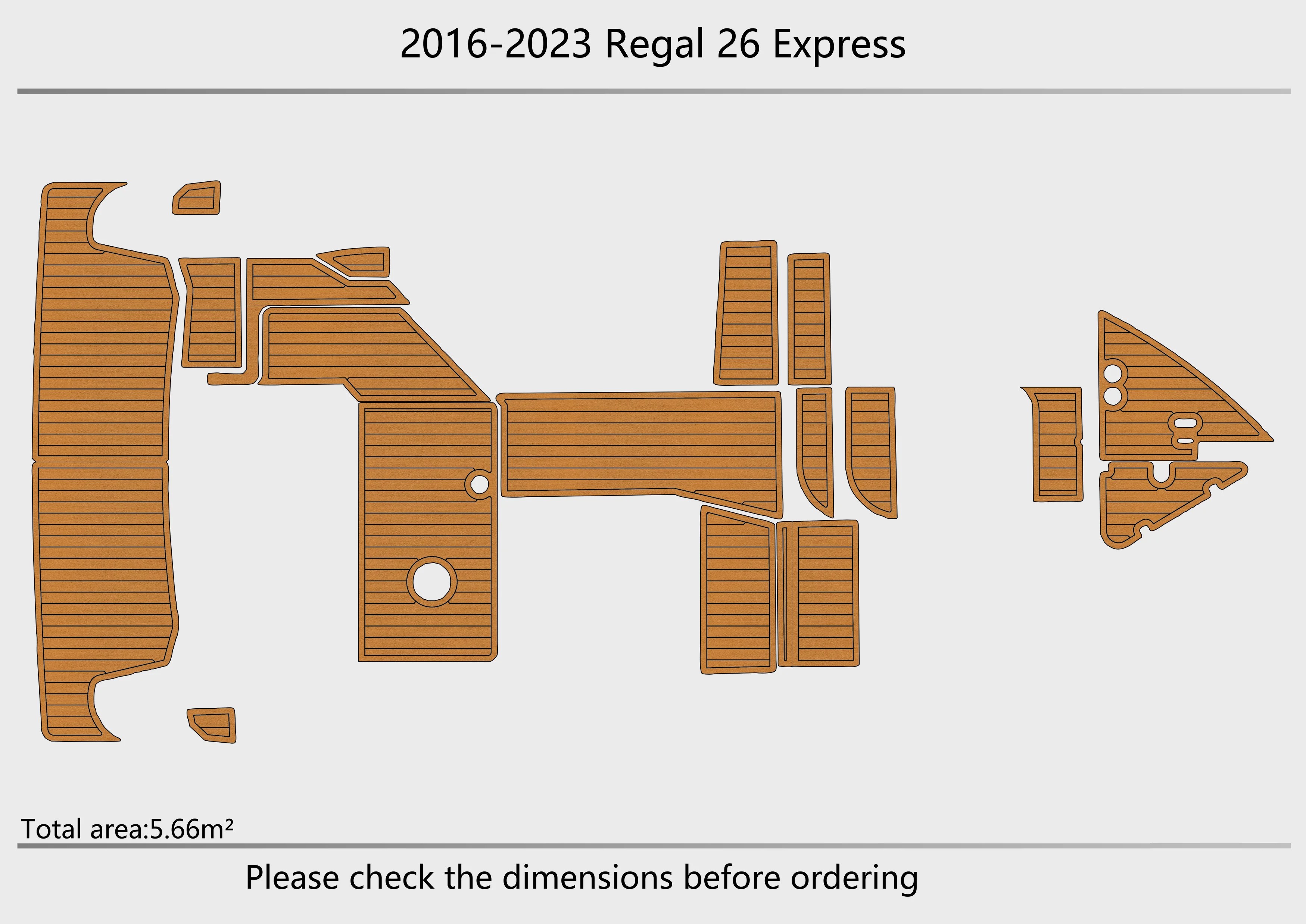 Eva foam Fuax teak seadek marine floor For 2016-2023 Regal 26 Express Cockpit Swim platform 1/4