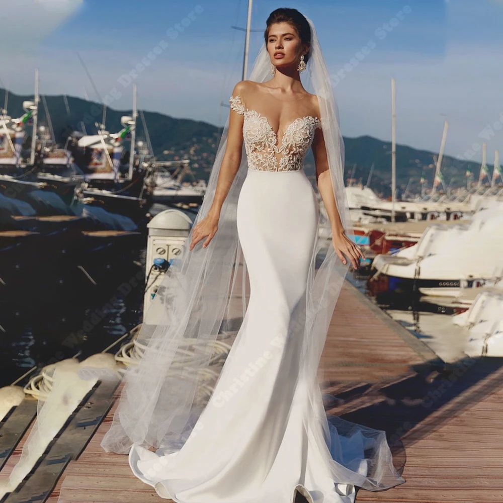 Elegant Off The Shoulder Women Wedding Dresses Lace Appliques Sleevelesss Bridal Gowns Mopping length Customized Princess Robes