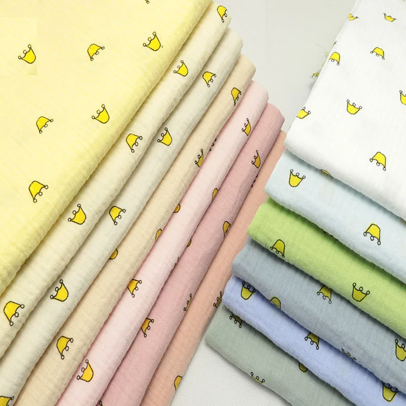 100X135cm taç damga çift katmanlı gazlı bez bebek battaniye Bib giyim kumaş dikiş % 100% pamuk yapma ev giyim pijama bez