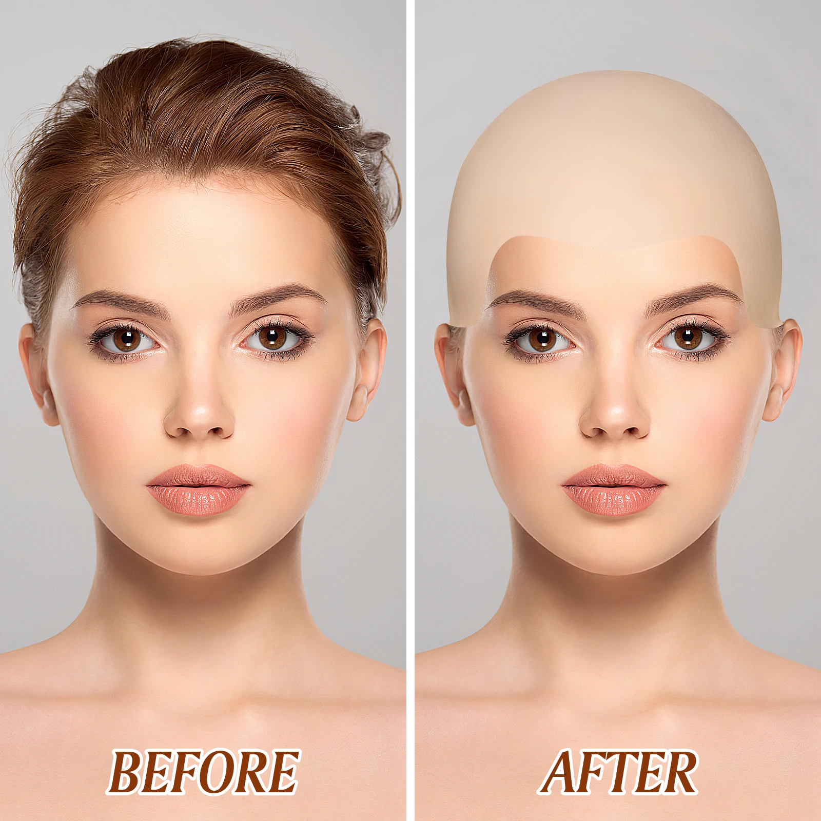 دائم اللاتكس أصلع قبعات ماكياج شعر مستعار مرنة النايلون أصلع قبعة الكبار واقعية الراهب زي الفيلم والتلفزيون ماكياج تأثيري الدعامة #4