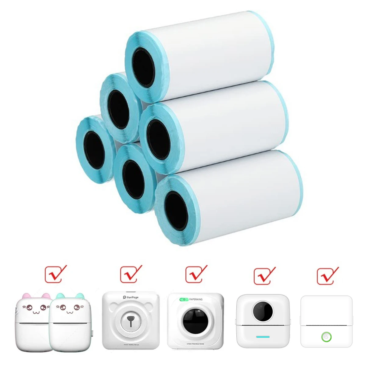 57x30mm Self-Adhesive Sticker Camera Paper Refill Roll Thermal Paper For Mini Mobile Instant Camera Printer White For A6 T02 M02