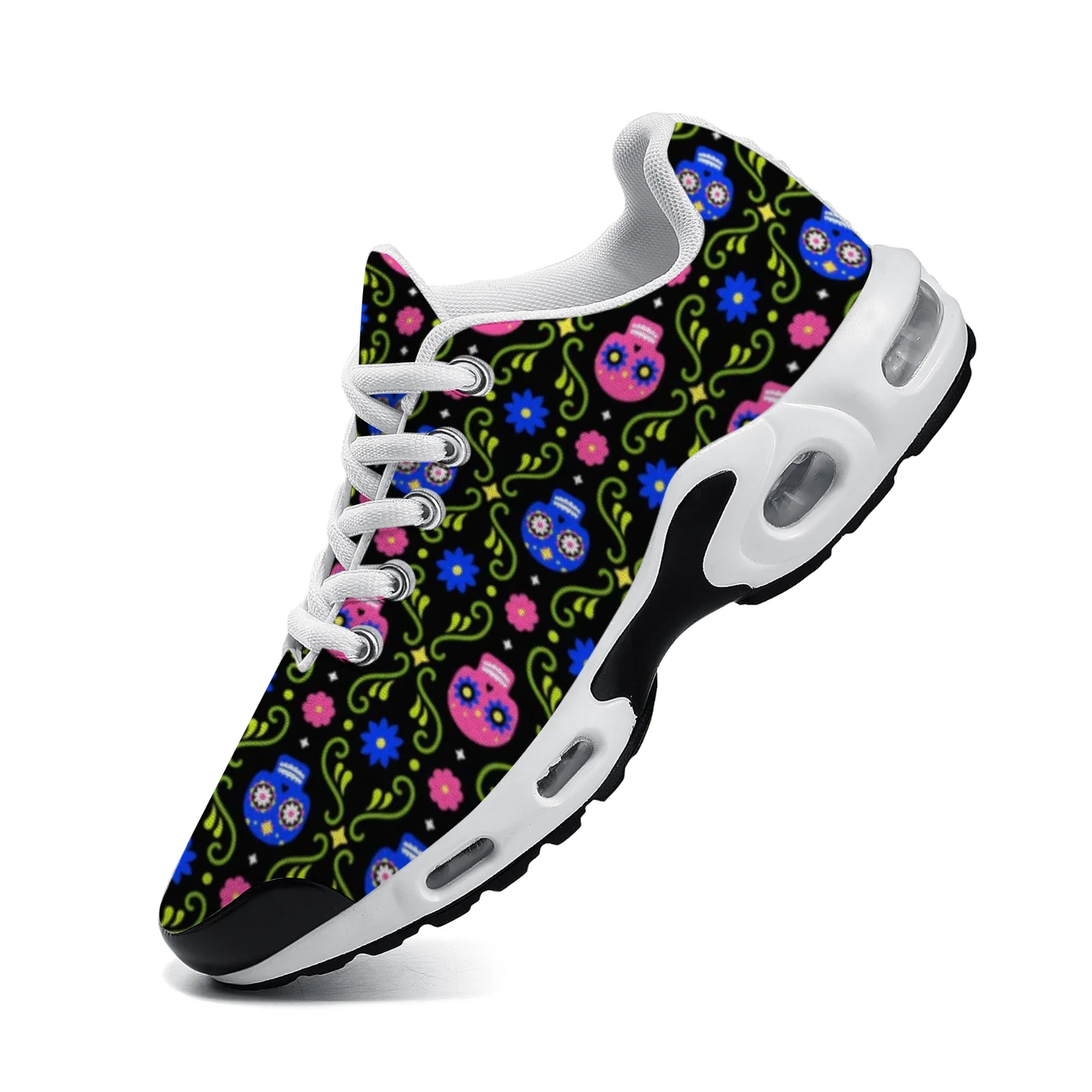 รองเท้าลำลองลายหัวกะโหลกสไตล์เม็กซิกัน พื้นรองเท้าแบบมีเบาะลม ระบายอากาศได้ดี สำหรับผู้ชายและผู้หญิง