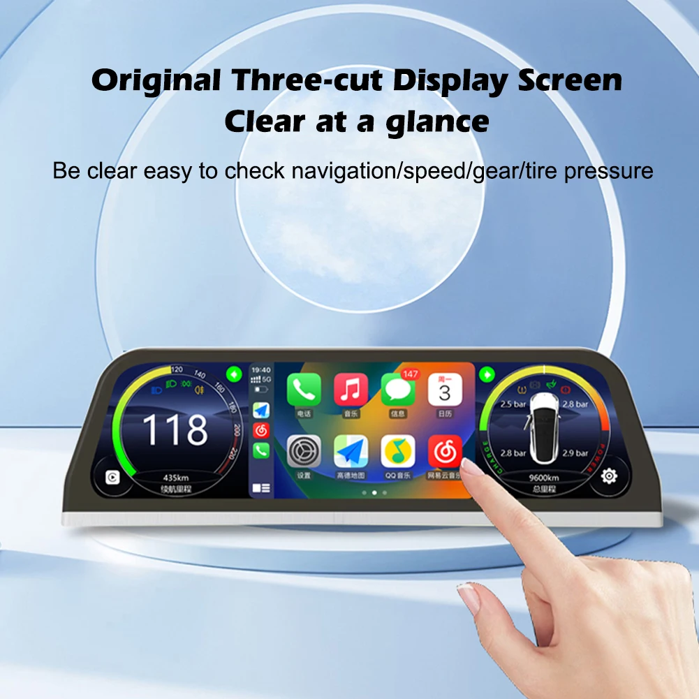 Car Head-Up Display Touch Screen HUD With Wireless Carplay Android Auto Speaker Navigation Speed Power For Tesla Model 3 Y