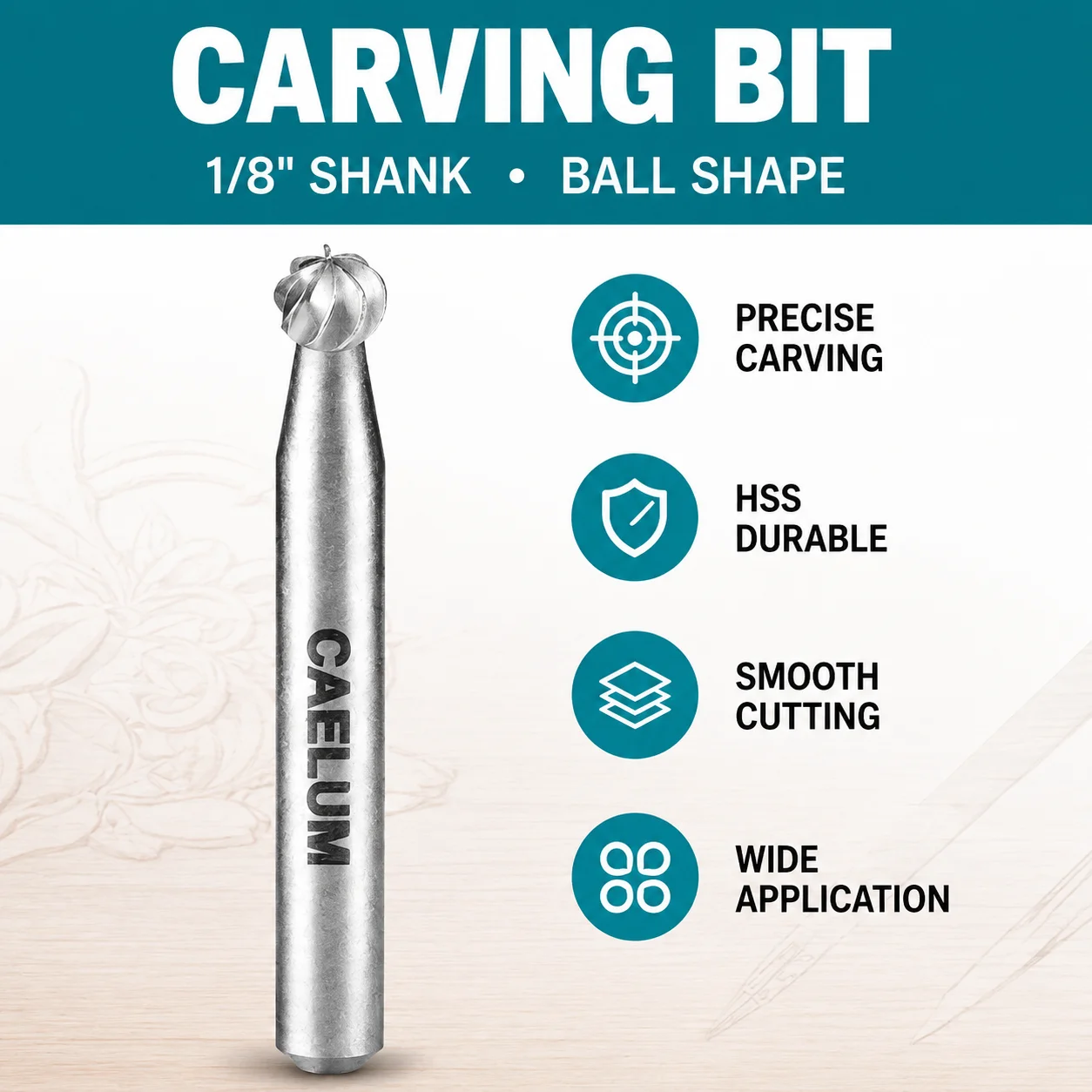 

2.4mm Ball Carving Bit – HSS Rotary Cutter For Wood Plastic Soft Metal Engraving Grooving Hollowing For Dremel Rotary Tools