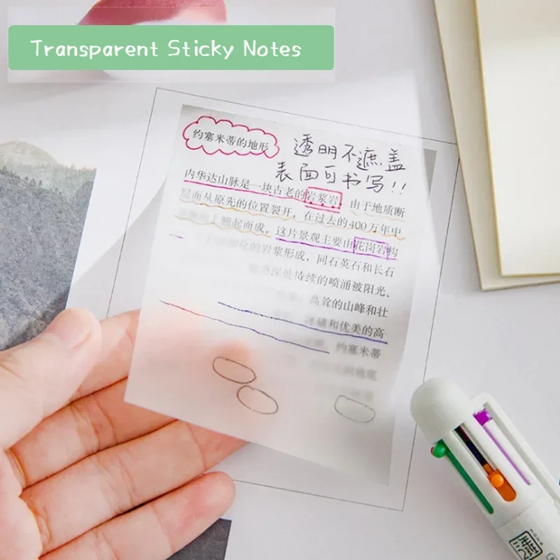 Transparent Sticky Notes Memo Pad Waterproof Self-Adhesive Bookmark Marker Memo Sticker Paper Office School Supplies Stationery