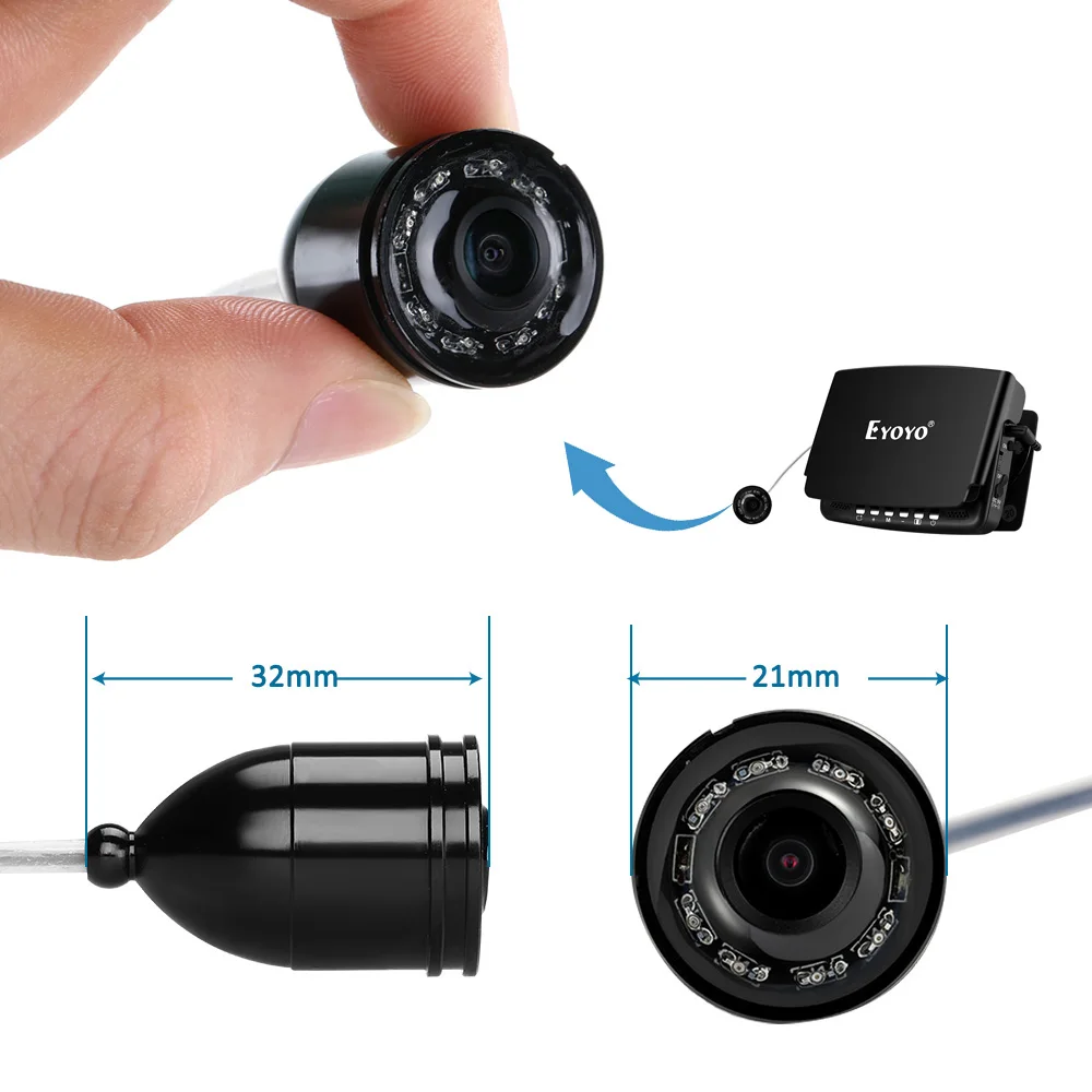 Eyoyo 15M Cable Underwater Fishing Camera 1000TVL Video Resolution With 8 IR LED Lights Used For EF43A Fish Finder