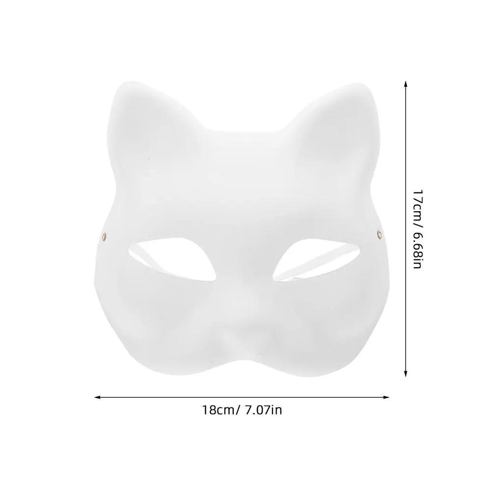 15Pcs Cat Mask DIY Unpainted White Paper Blank Masks Hand Paint Costume Party Halloween Preschool Masquerade Unfinished Cat Mask