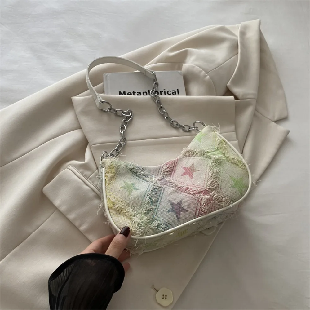 

Trendy New Design Single Shoulder Bag Star Vintage Denim Underarm Bag Y2k Korean Women's Handbag Female