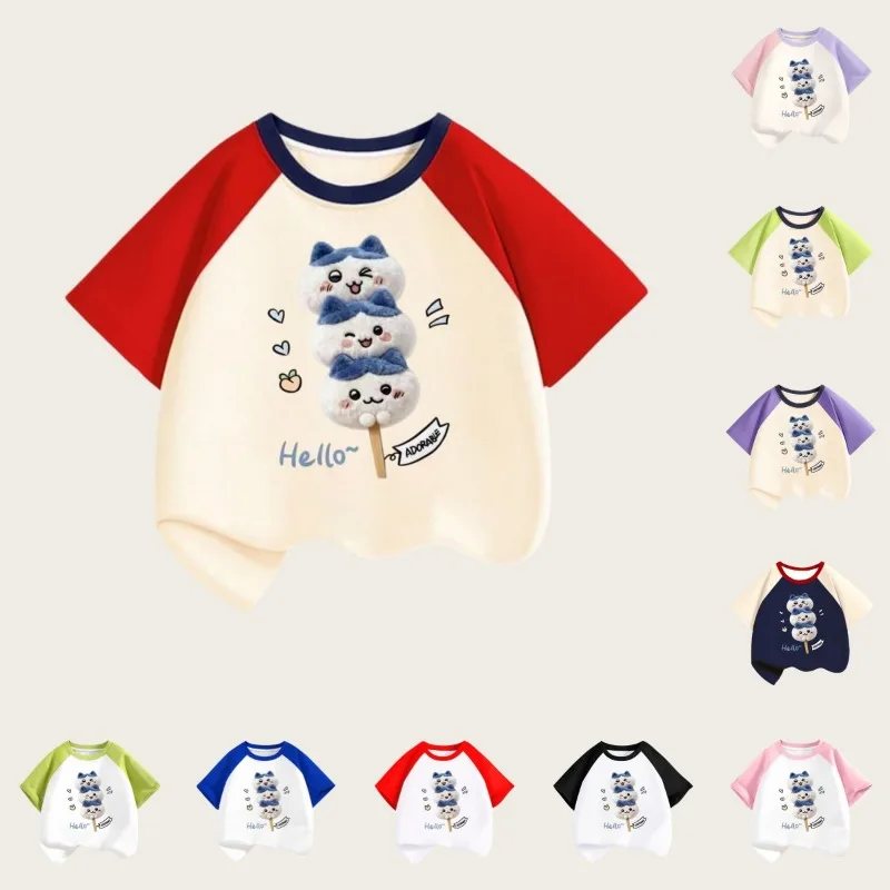 New Summer Chiikawa Children's Short-sleeved Shirts Available in Various Colors Suitable for Both Boys and Girls Family Matching