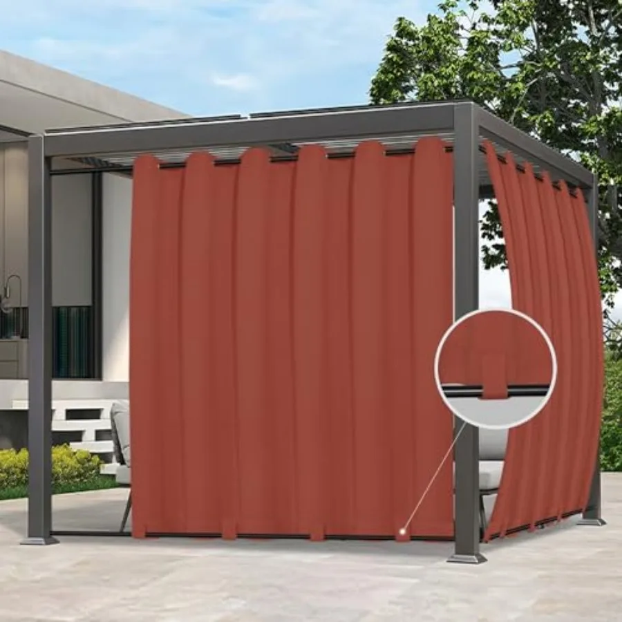 

Outdoor Curtains Waterproof Windproof Weatherproof Curtain for Patio, Cabana, Porch, Pergola and Gazebo, Grommet Top and Tab Bo
