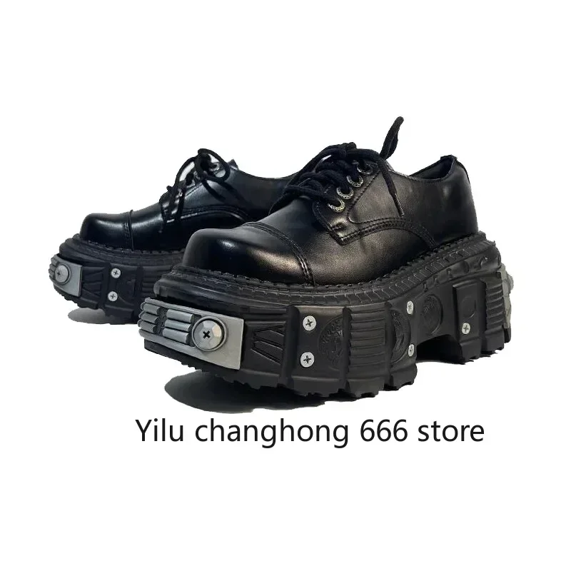 Zapatillas de deporte geniales para mujer, zapatos de plataforma de estilo Punk Vintage para niñas, botines con punta redonda y aumento de altura, con cordones para primavera y otoño