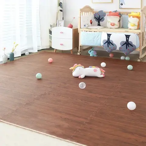 Wood Grain Puzzle Mat Baby Foam Play Splicing Bedroom Thicken Soft Modern Floor Kids Rug Living Room Crawling Carpet  Play Mat