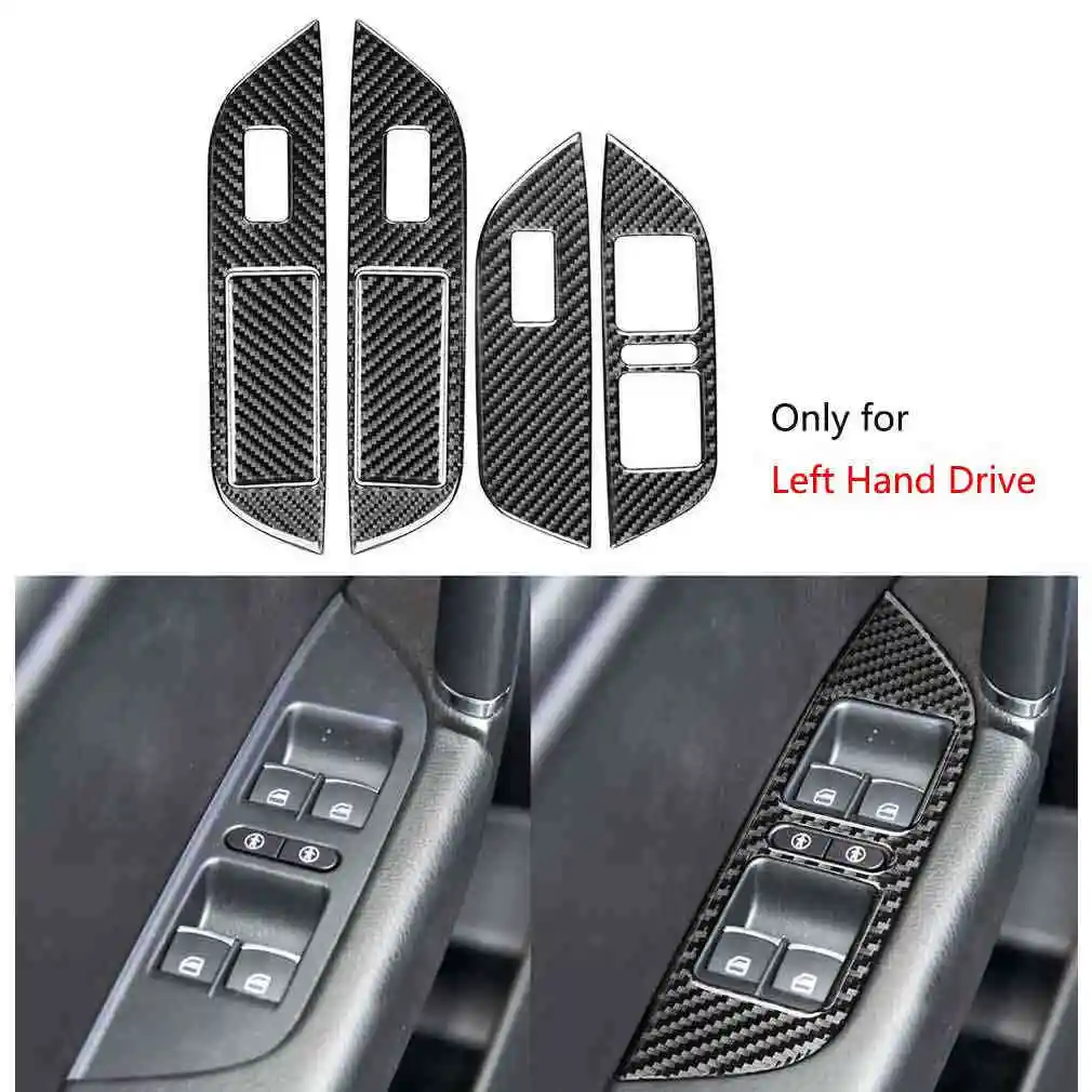 

6Pcs Carbon Fiber Window Lift Switch Cover Trim For Volkswagen Touareg 2011-2018