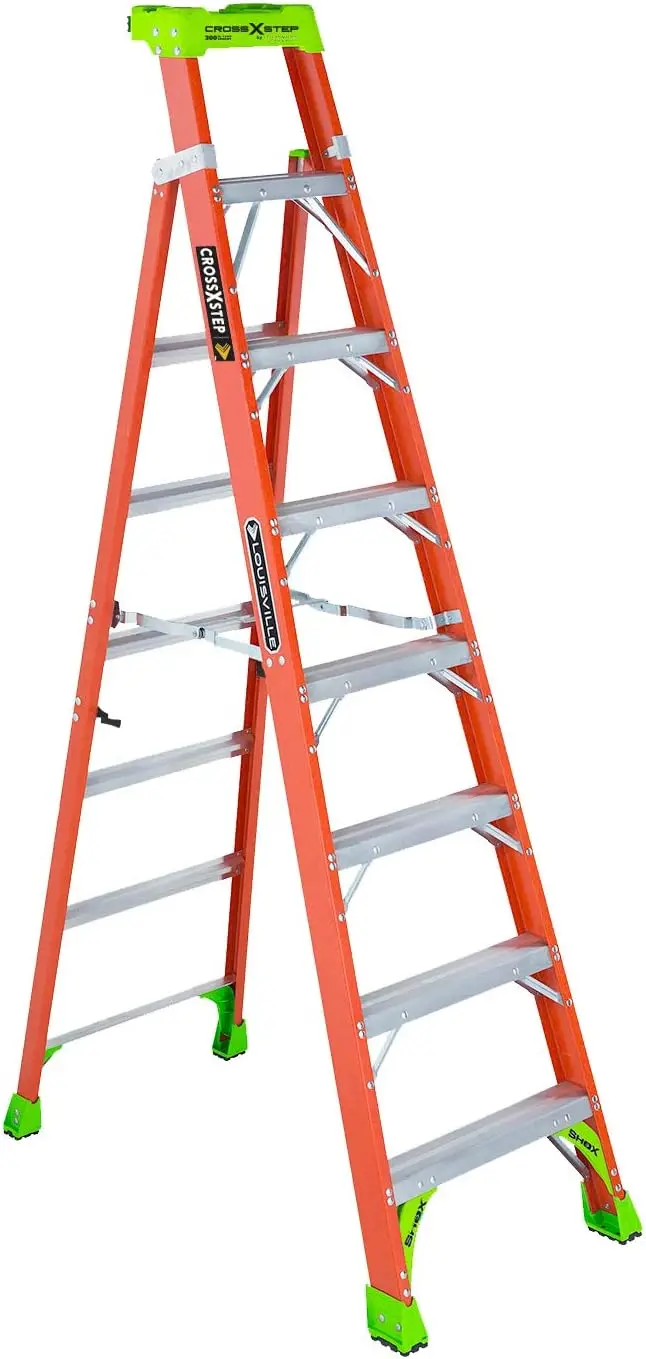 

8-foot Fiberglass Cross Step Ladder, 300-Pound Load Capacity, Type IA,