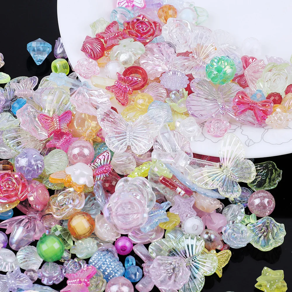 20g zufällige Mischung Schmetterling Herz Blume Acryl Perlen für DIY Telefon kette Armband hand