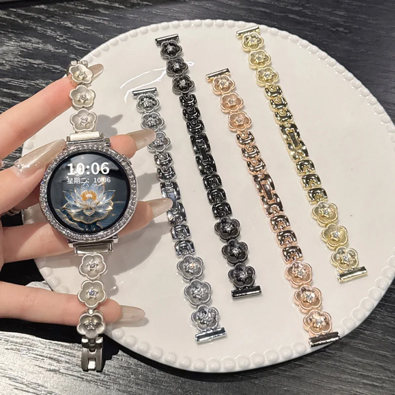 For Garmin Lily 2 Watch Strap Five Petal Flower Girls Strap Bracelet 14mm Lily2 Lily 2nd Fashion Stainless Steel Watch Chain