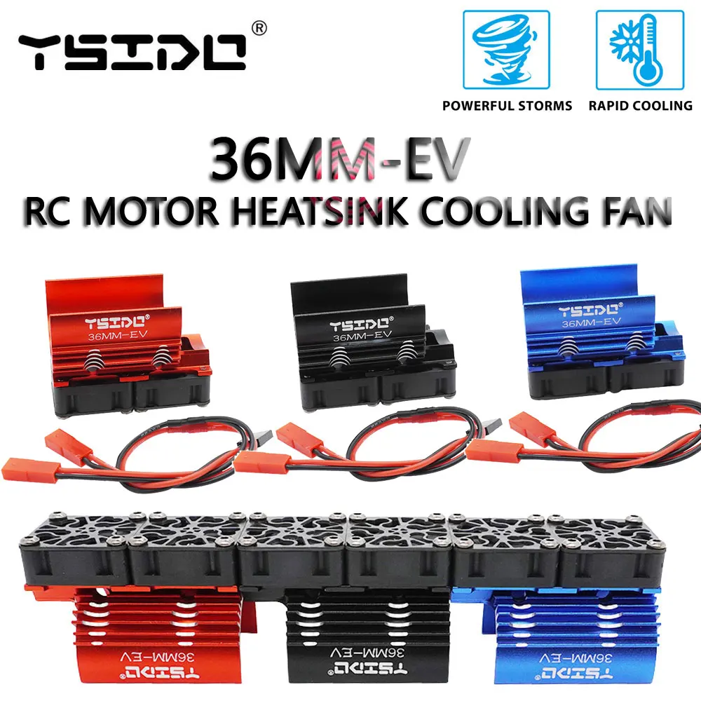 YSIDO 36MM-EV RC Motor Dual Cooling Fan Heatsink for 3665 3670 3674 3680 Motor HPI HSP Traxxas Axial Redcat 1/10 1/7 1/8 RC Car