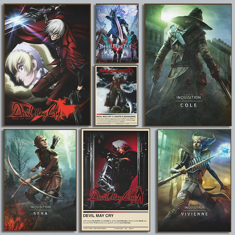 classic Cartoon Game Devil May Cry and Dragon Age Games Character Posters Canvas Painting Wall Art Pictures Playroom Home Decor